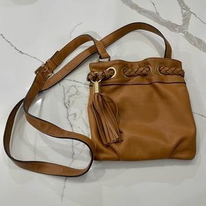 Michael Kors Camel Crossbody Purse with Gold Accents & Tassle
